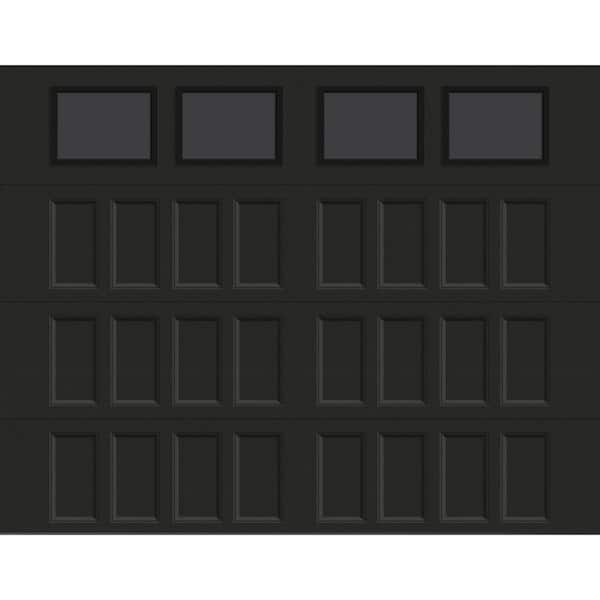 Bridgeport Steel Narrow Panel 9ft. x 7ft. Insulated 18.4 R-Value Matte Lustra Black Garage Door with plain windows