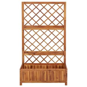 33.5 in. x 15 in. x 59.1 in. Wood Raised Bed with Trellis Solid Acacia