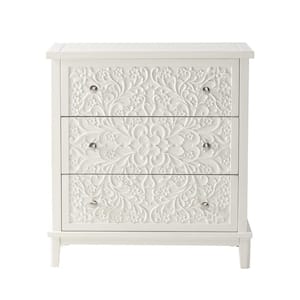 Farmhouse White 3-Drawer 26 in. Wide Chest of Drawers