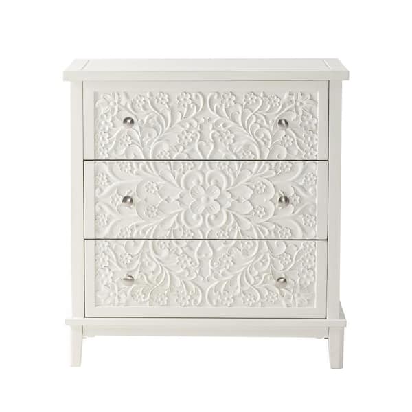 FUIN Farmhouse White 3-Drawer 26 in. Wide Chest of Drawers