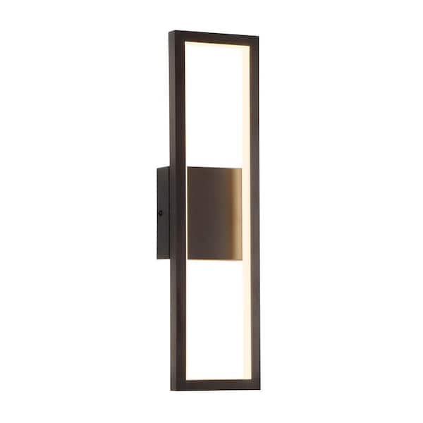 18 in. 1-Light Black Integrated LED Wall Sconce for Living Room Bedroom Hallway, 3000K Warm Light