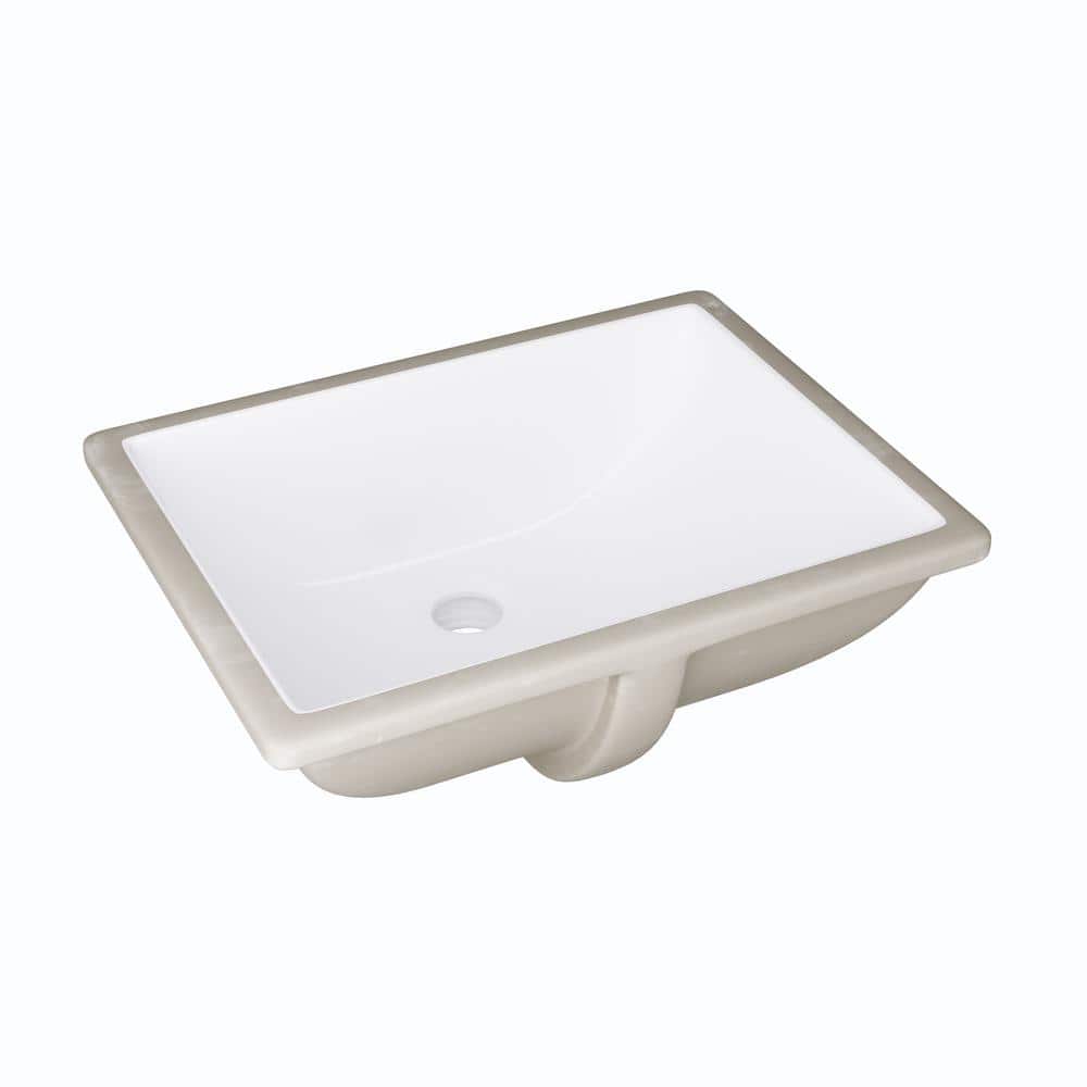 Denbigh 18" White Ceramic Rectangular Undermount Bathroom Sink