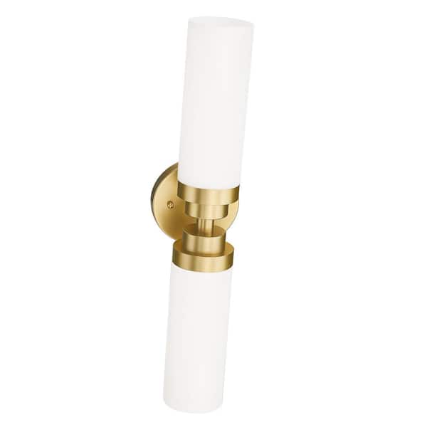 Ahfiwaso Trending 4.72 in. 2 Light Gold Modern Smart Home Wall Sconce with Milk Glass Shade