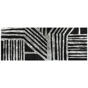 Nokomis B Abstract Unframed Reverse Printed on Tempered Glass with Silver Leaf Wall Art 63 in. x 24 in.