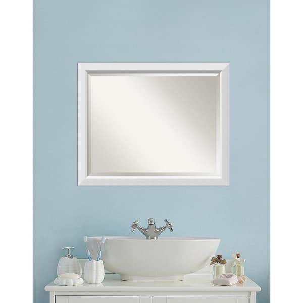 Amanti Art Blanco White 31.5 in. x 25.5 in. Beveled Rectangle Wood Framed  Bathroom Wall Mirror in White DSW3572554 - The Home Depot