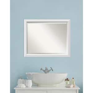 Blanco White 31.5 in. x 25.5 in. Beveled Rectangle Wood Framed Bathroom Wall Mirror in White