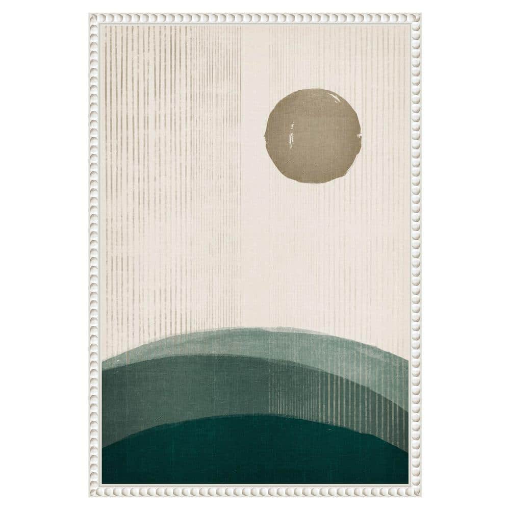 Modern Abstract Landscape Canvas Art with White Beaded Frame