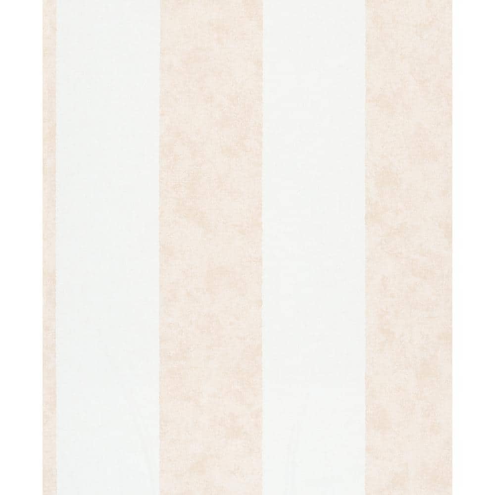 Flora Collection Beige Thick Stripe Matte Finish Non-Pasted Vinyl on Non-Wo