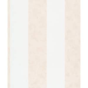 Flora Collection Beige Thick Stripe Matte Finish Non-Pasted Vinyl on Non-Woven Wallpaper Roll