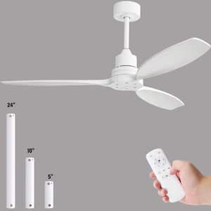 52 in. Indoor/Outdoor White Ceiling Fan with Remote Control and 6 Speed Reversible DC Motor