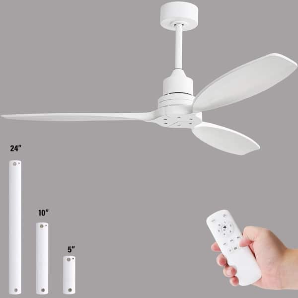 Sofucor 52 in. Indoor/Outdoor White Ceiling Fan with Remote Control and 6 Speed Reversible DC Motor