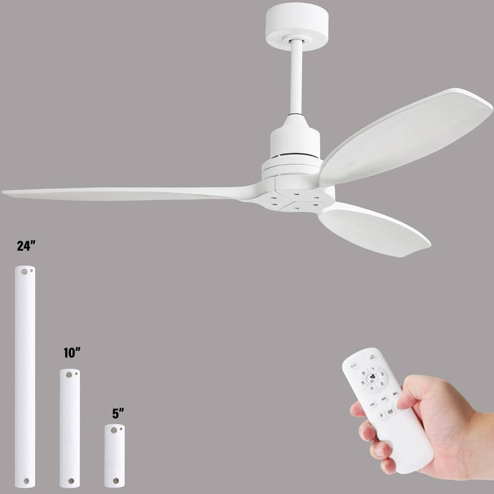 Sofucor 52 In Indoor Outdoor White Ceiling Fan With Remote Control And 6 Speed Reversible Dc