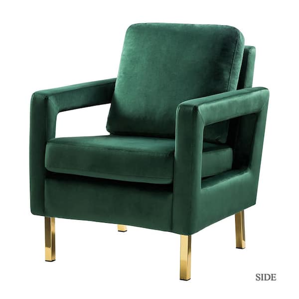JAYDEN CREATION Anika Modern Green Gold Legs Armchair with Stainless ...
