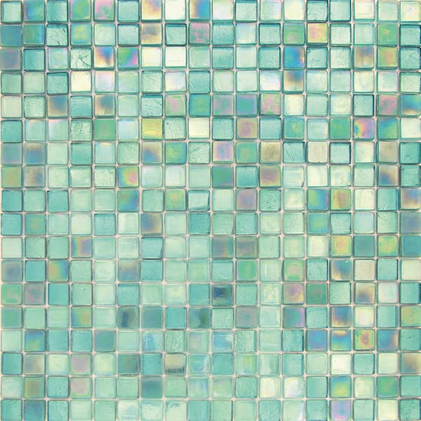 Apollo Tile Mingles 4" x 6" Glossy Mint Green Glass Mosaic Uniform square Wall and Floor Sample Tile (0.13 sq. ft./Piece) (1-Pack)