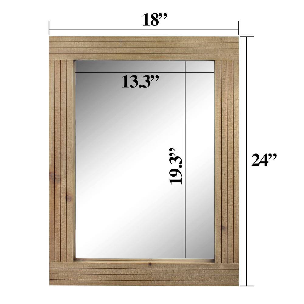 Rustic Brown Rectangular Natural Wood Wall Mirror