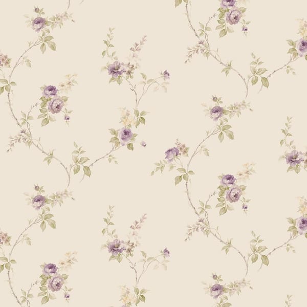 Norwall White Wedding Trail Wallaper in Beige, Purple and Yellow