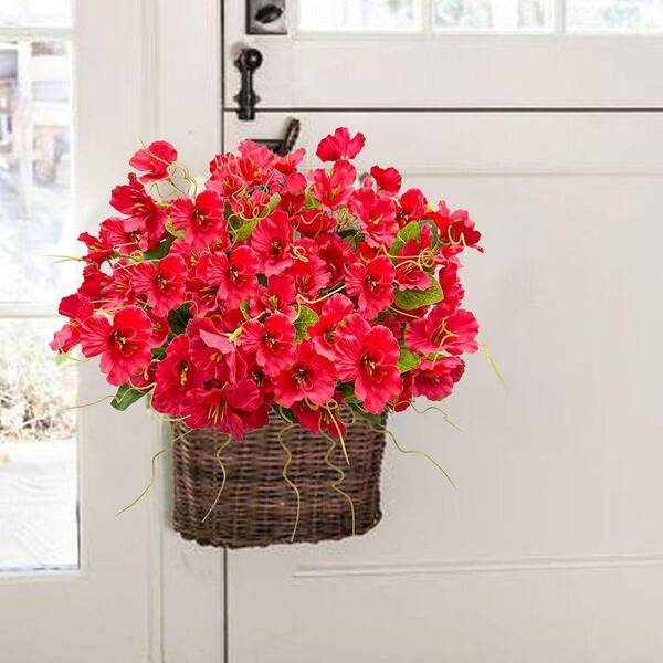 17.7 in. Red Indoor/Outdoor UV-Resistant Artificial Sunflower