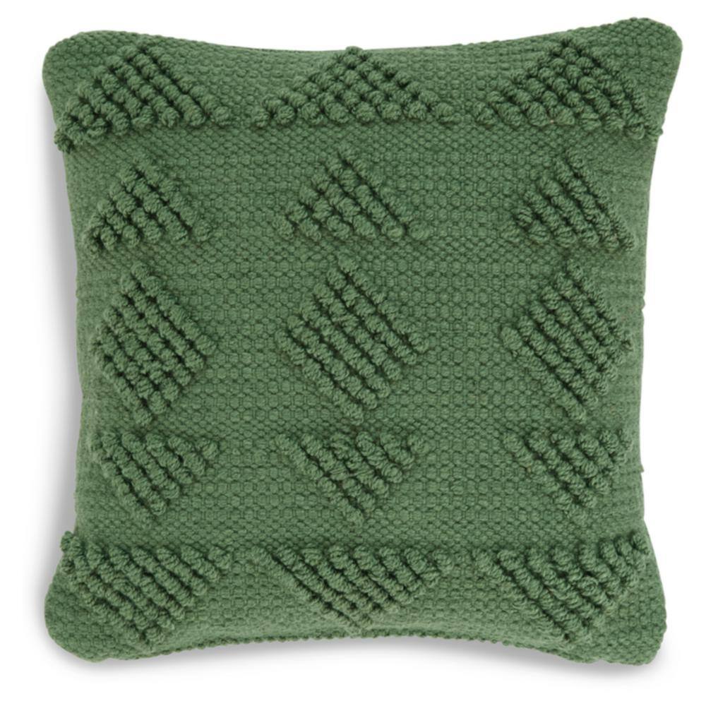 Green Handwoven Geometric 16" Square Indoor/Outdoor Pillow