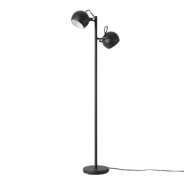 Globe Electric Miles 60.3 in. Matte Black Floor Lamp with Adjustable Lamp Heads and In-Line On/Off Foot Switch