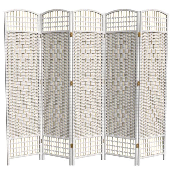 Oriental Furniture 5.5 ft. White 5-Panel Room Divider