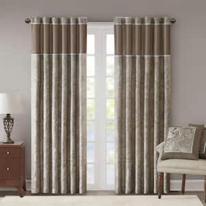 Whitman Brown Paisley Polyester 50 in. W x 108 in. L Light Filtering 2-Piece Rod Pocket and Back Tabs Curtain