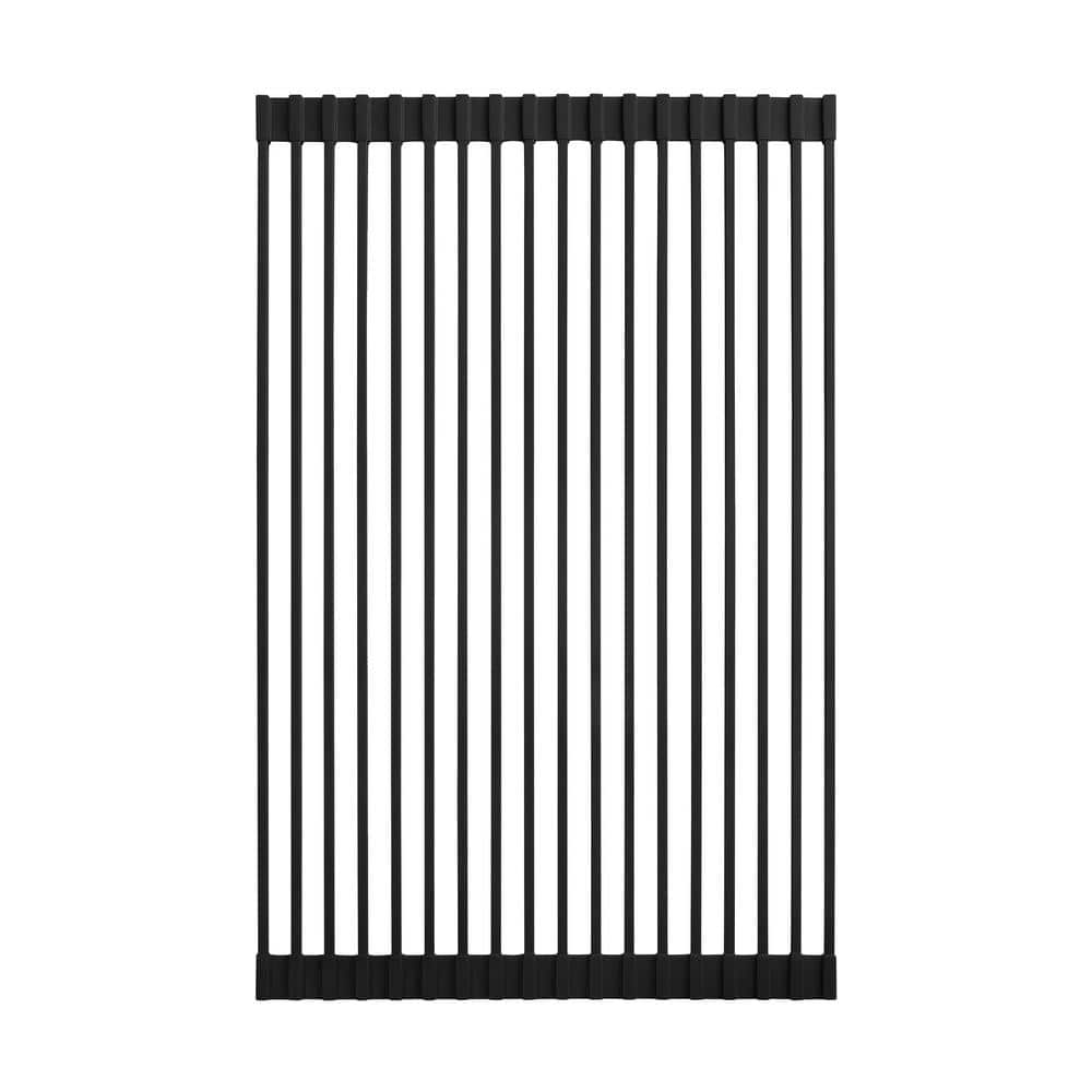 Black Silicone Roll-Up Kitchen Sink Grid, 20.5" x 12.6"