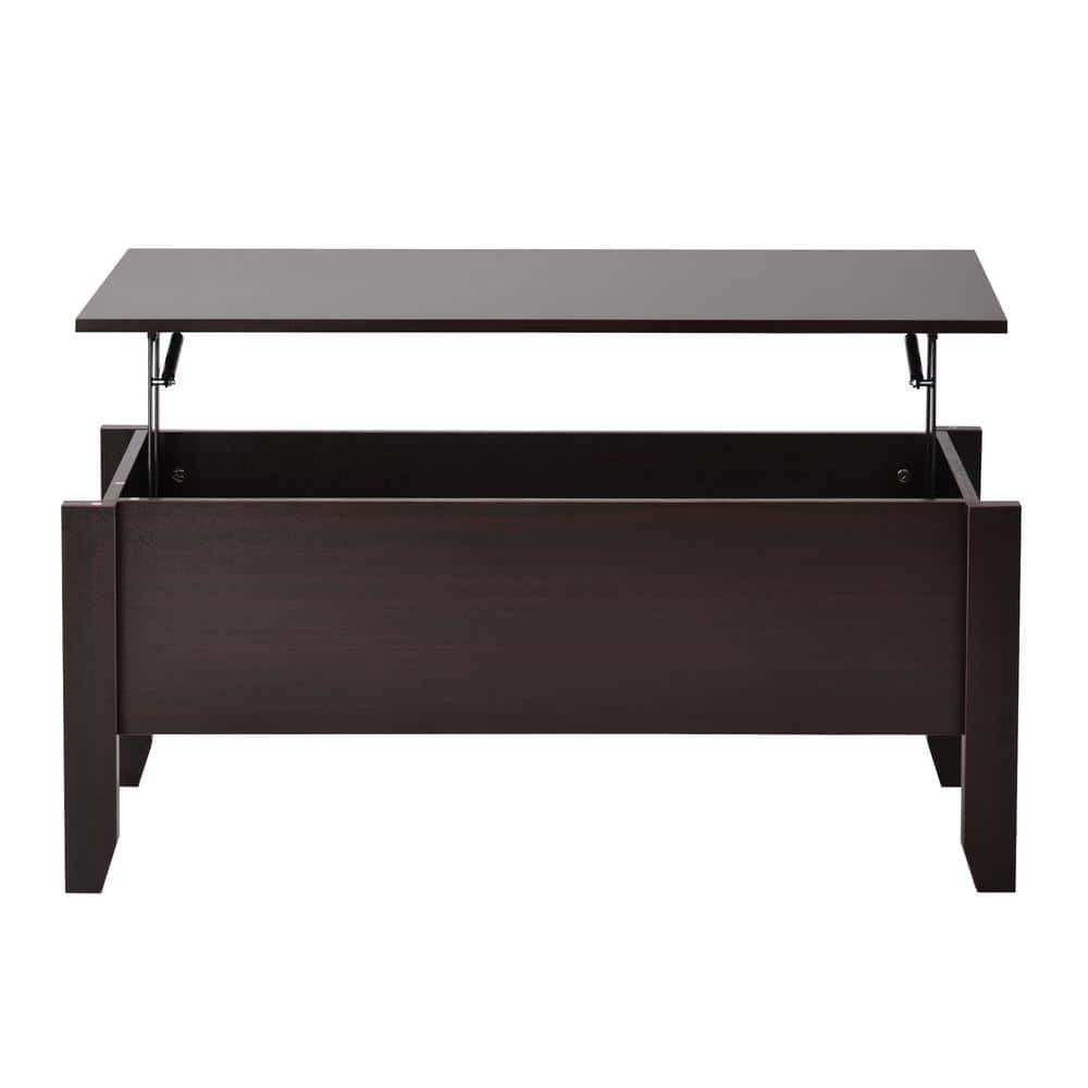39 in. x 16.3 in. Cherry Rectangle MDF Coffee Table with Storage, Sofa Tabl