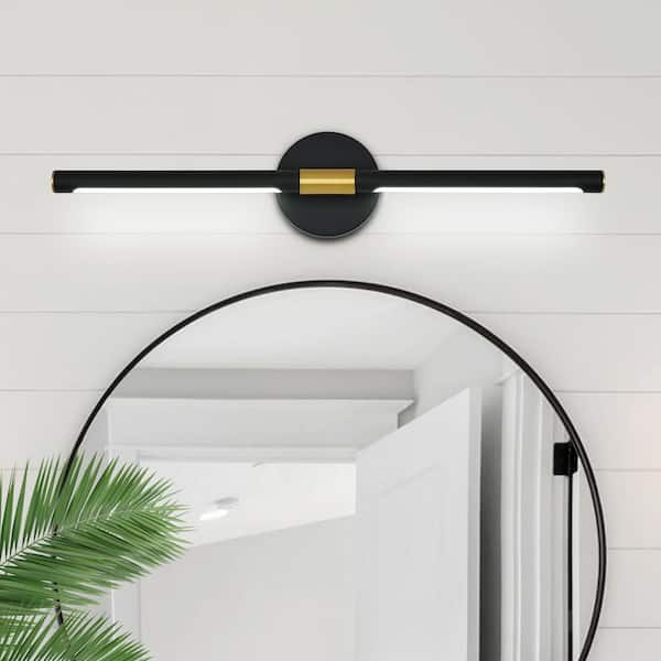 Nafissa 23.78 in. 1-Light Black and Gold LED Bathroom Vanity Light Bar Over Mirror Bathroom Light for Bedroom Lighting