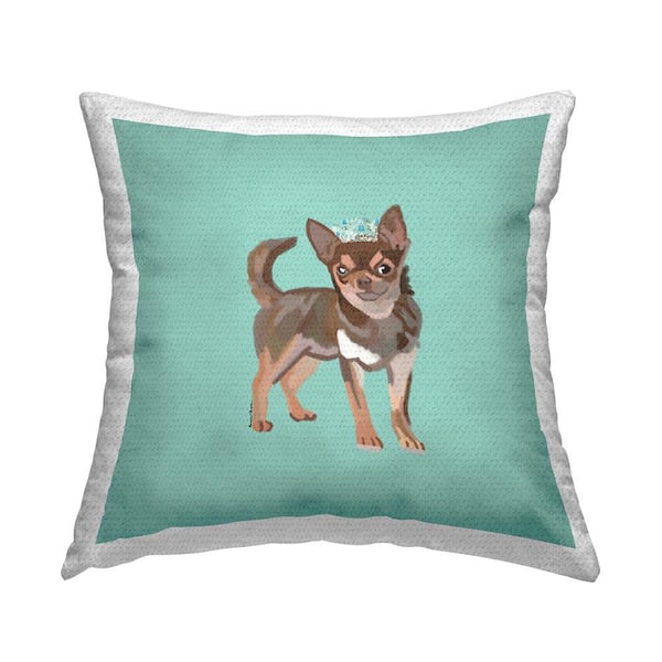 Stupell Industries Chihuahua with Crown Outdoor Printed Throw Pillow by Amelia Noyes