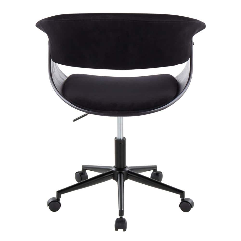 Black Velvet and Metal Swivel Office Chair
