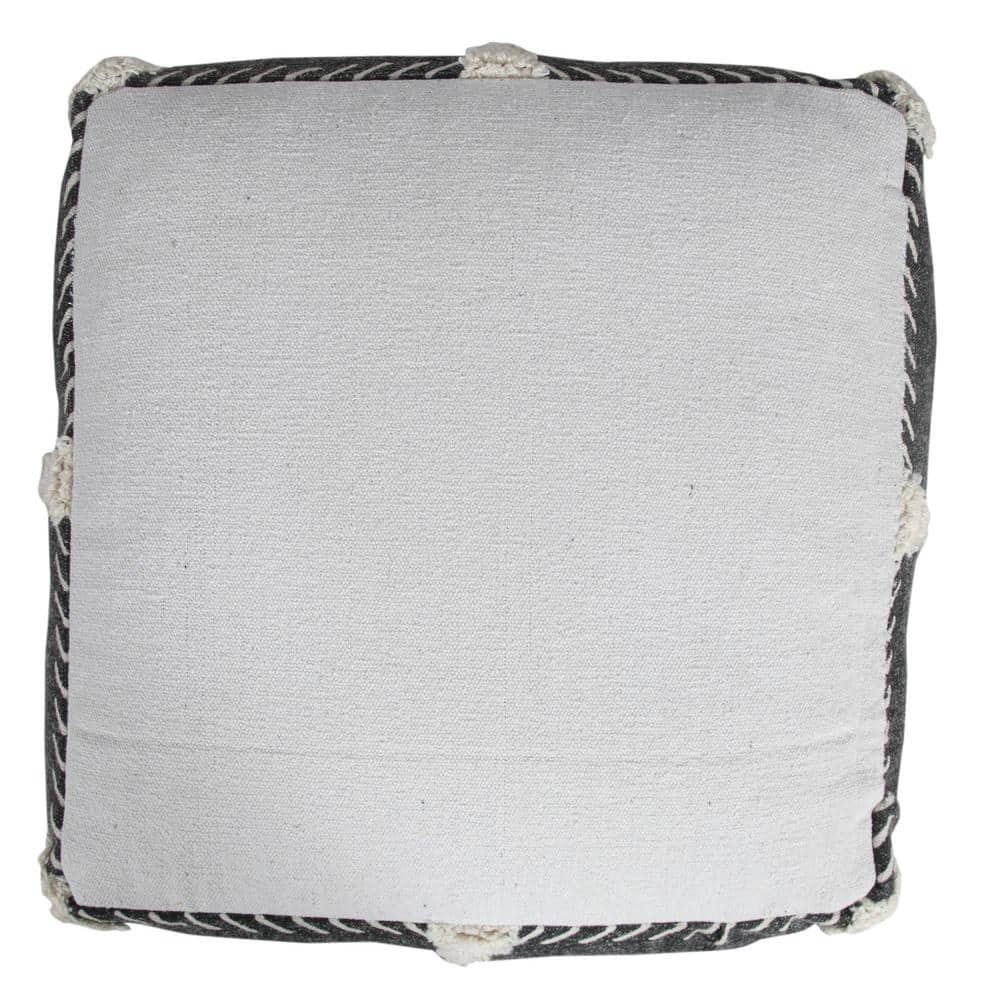 Black and White Tufted Geometric Pouf Ottoman