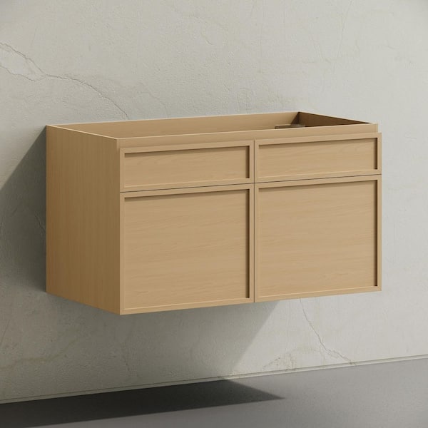 St. Tropez 36 in. Wall-Mounted Bath Vanity Cabinet without Top in Natural Oak