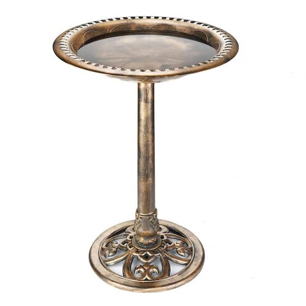 28 in. Copper Birdbath with Solar Water Fountain Bird Baths Feeder Bowl for Outdoors