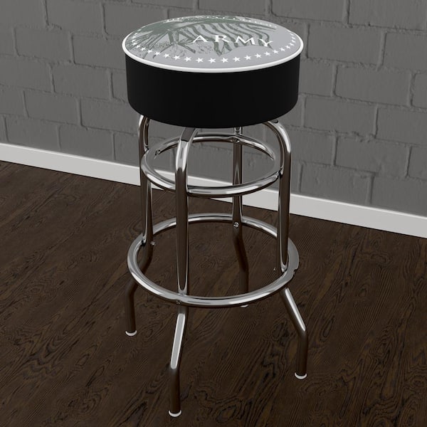 Unbranded United States Army This We'll Defend 31 in. White Backless Metal Bar Stool with Vinyl Seat