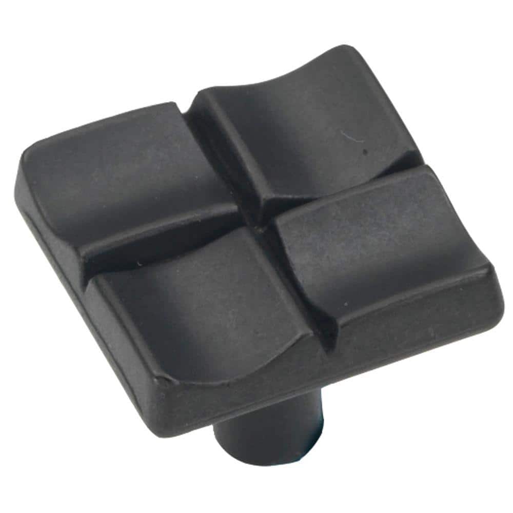 Matte Black Iron Square Cabinet Knob with Mounting Hardware