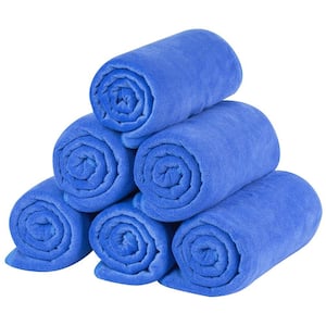 Blue Microfiber Bath Towel Set 6-Pieces Extra Absorbent, 27 x 55 in.