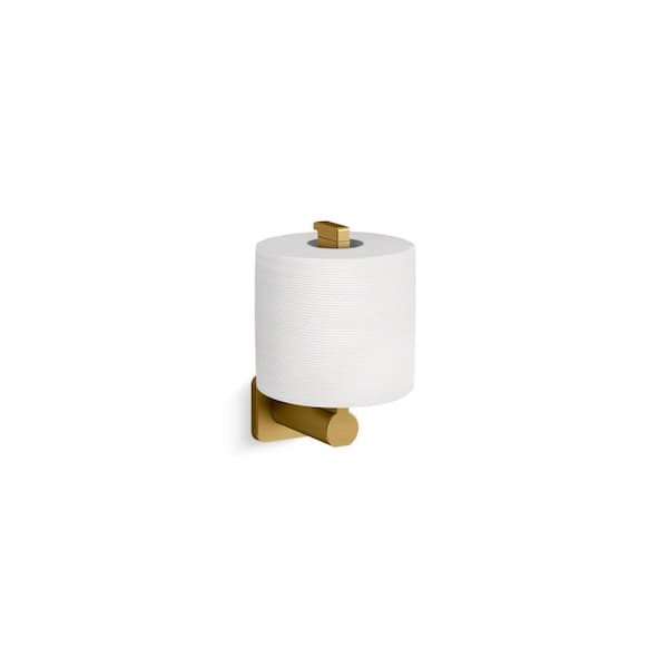 KOHLER Parallel Vertical Wall Mount Toilet Paper Holder in Vibrant Brushed Moderne Brass