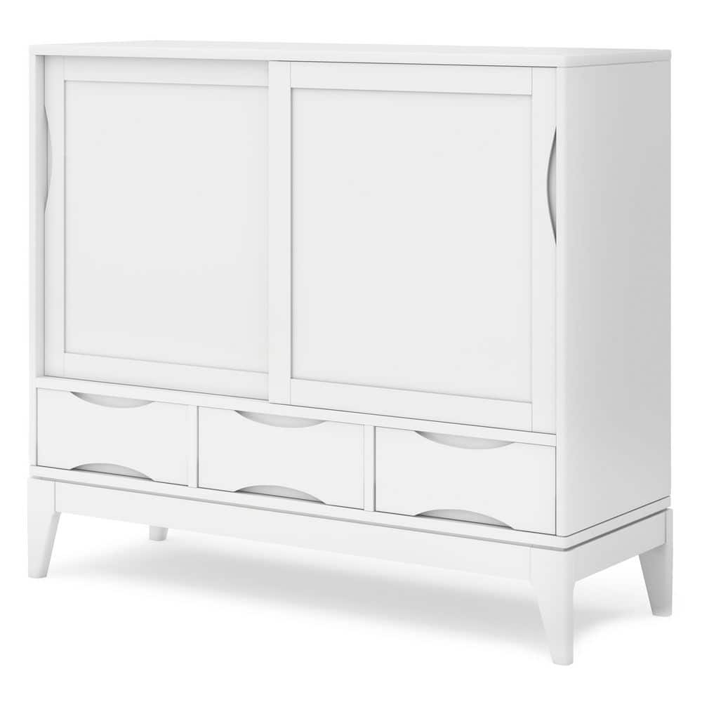 Harper White Solid Hardwood Medium Storage Cabinet with Adjustable Shelves