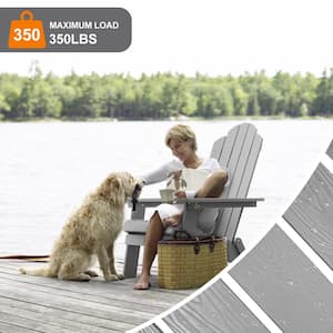 Grey Plastic Outdoor Patio Folding Adirondack Chair (4-Pack)