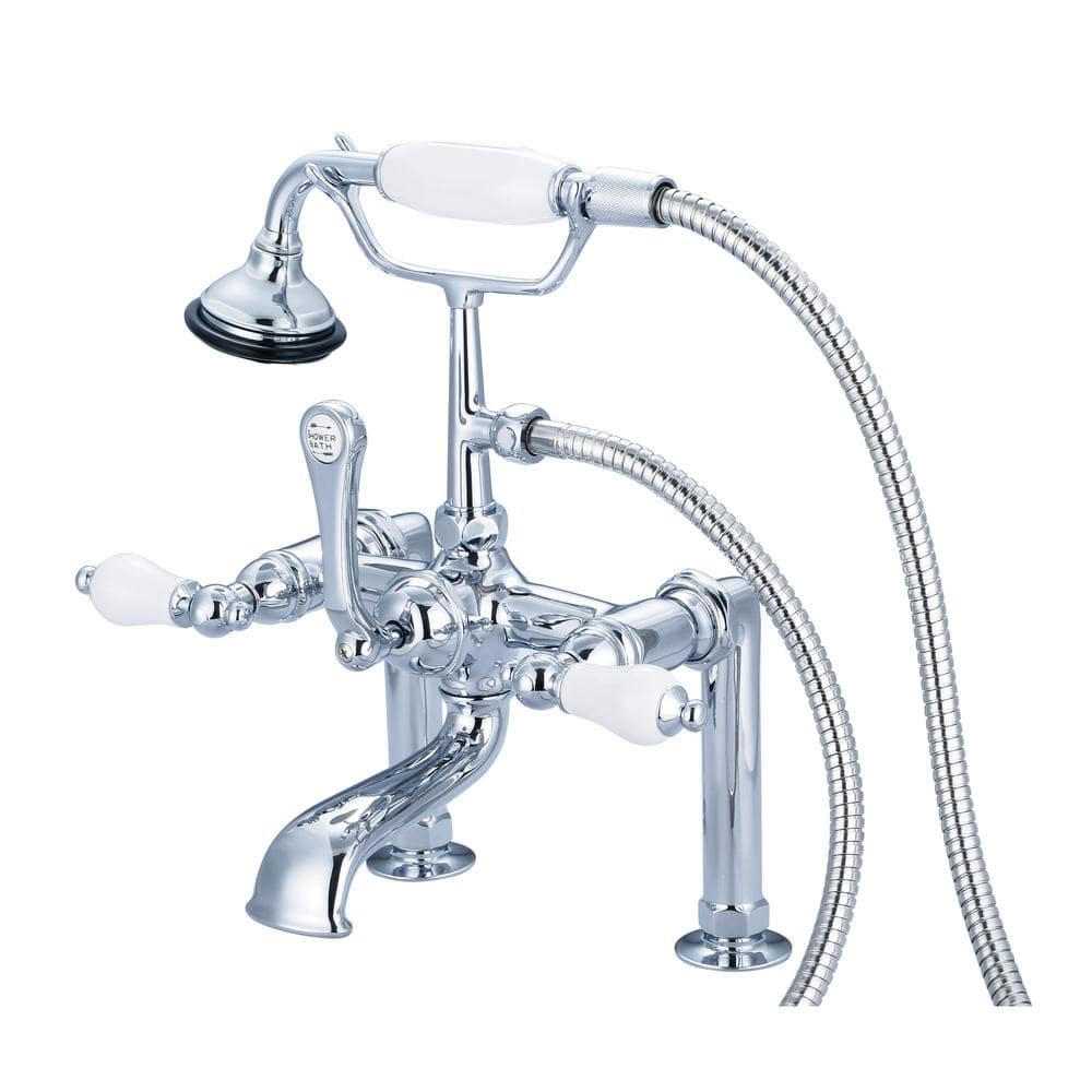 3-Handle Vintage Claw Foot Tub Faucet with Hand Shower and Porcelain Lever Handles in Triple Plated Chrome price history on PriceWatchPro