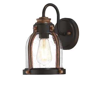 Cindy 1-Light Oil-Rubbed Bronze with Barnwood Accents Wall Sconce