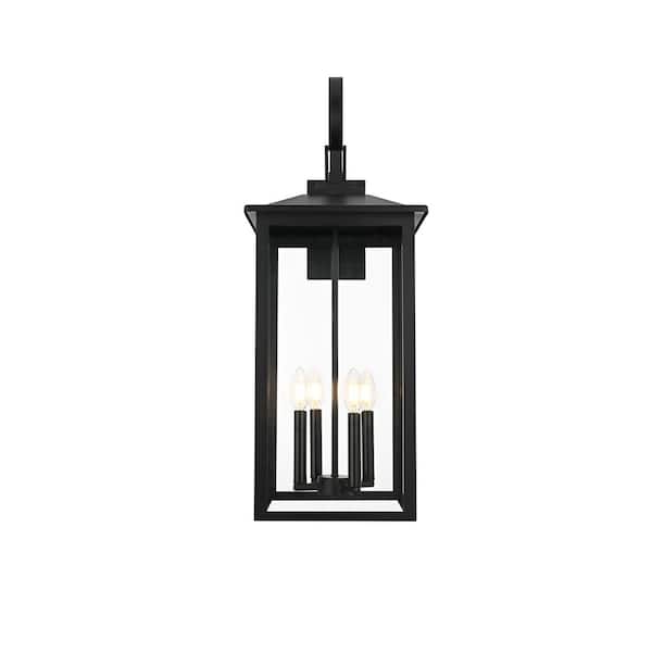 31 in. Black Outdoor Hardwired Wall Sconce with No Bulbs Included