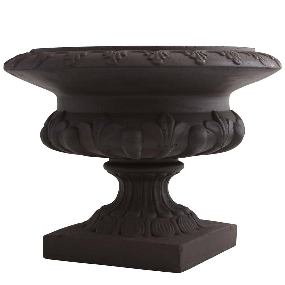 12.5" Tall Black Iron-Finished Decorative Urn for Indoor/Outdoor Use