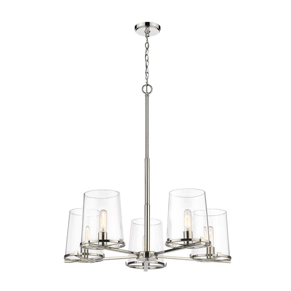 Callista 5-Light Polished Nickel Chandelier with Glass Shade