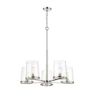 Callista 5-Light Polished Nickel Chandelier with Glass Shade