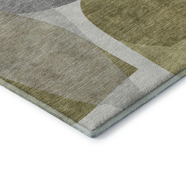 Mayfield Premium Machine Washable Abstract AMF2121 Fern 5 ft. x 7 ft. 6 in. Area Rug