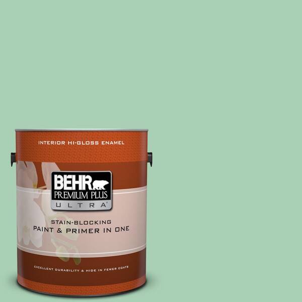 BEHR Premium Plus Ultra 1 gal. #460D-4 Aloe Essence Hi-Gloss Enamel Interior Paint and Primer in One