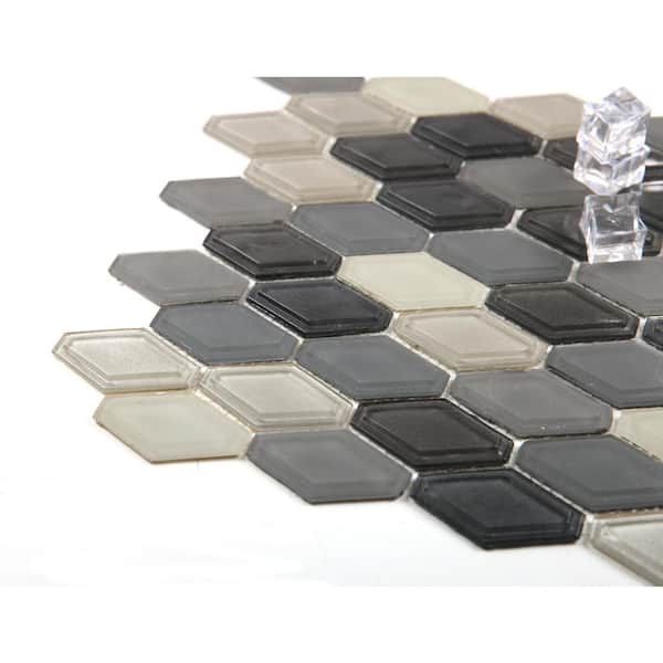 Art Deco Gray and Beige Mixed 11 in. x 11 in. Hexagon Glass Mosaic Wall Tile (13.6 sq. ft./case)