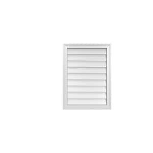 22 in. x 30 in. Vertical Surface Mount PVC Gable Vent: Decorative with Brickmould Frame