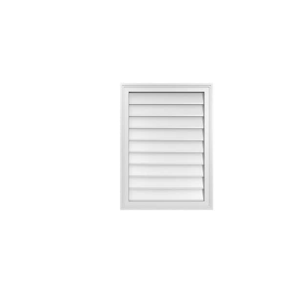 Ekena Millwork 22 in. x 30 in. Vertical Surface Mount PVC Gable Vent: Decorative with Brickmould Frame